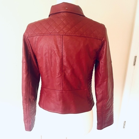 Love Tree Faux Leather Biker Jacket – Red Burgundy – Size Small - Picture 11 of 14
